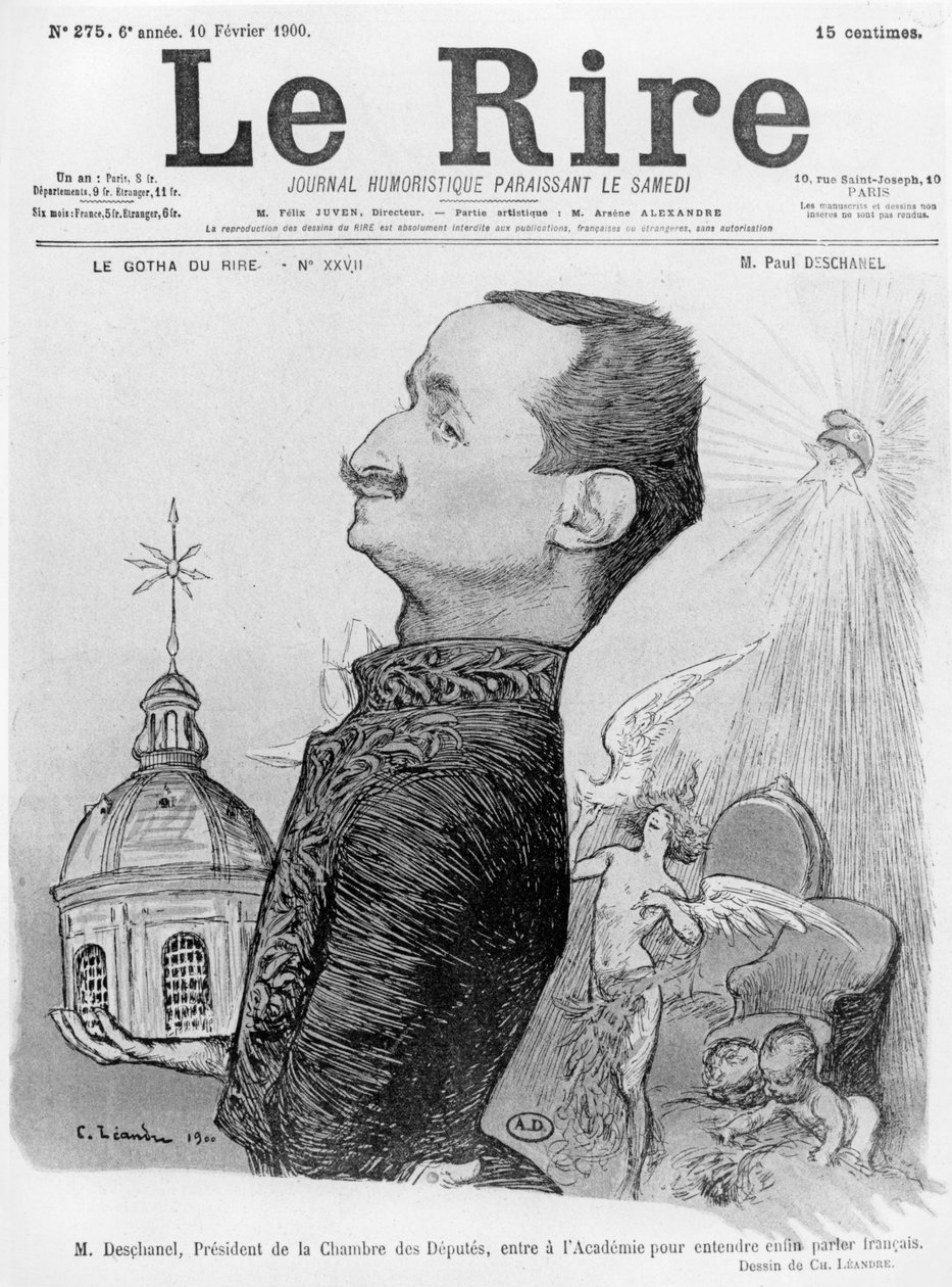 Karikatyyri Paul Deschanelista, Le Rire, 10. helmikuuta 1900 tekijältä Charles Leandre