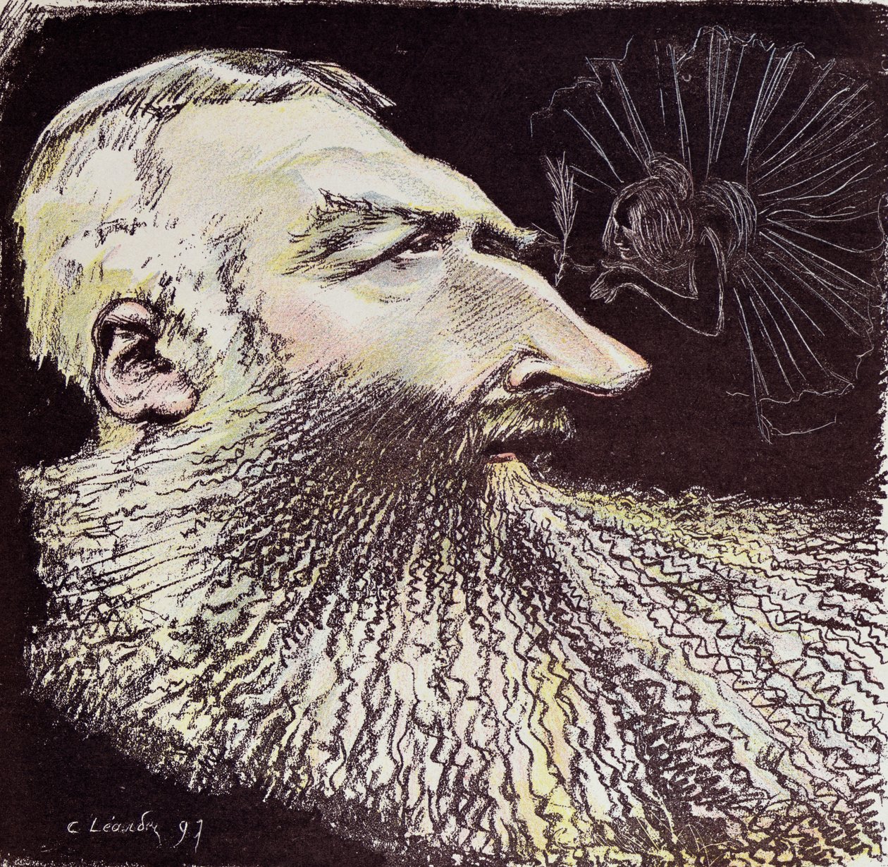 "Cleopold II, Roi des Belges", karikatyyri Leopold II:sta (1835-1909) ja Cleo de Merodesta (1873-1966), 1897 tekijältä Charles Leandre