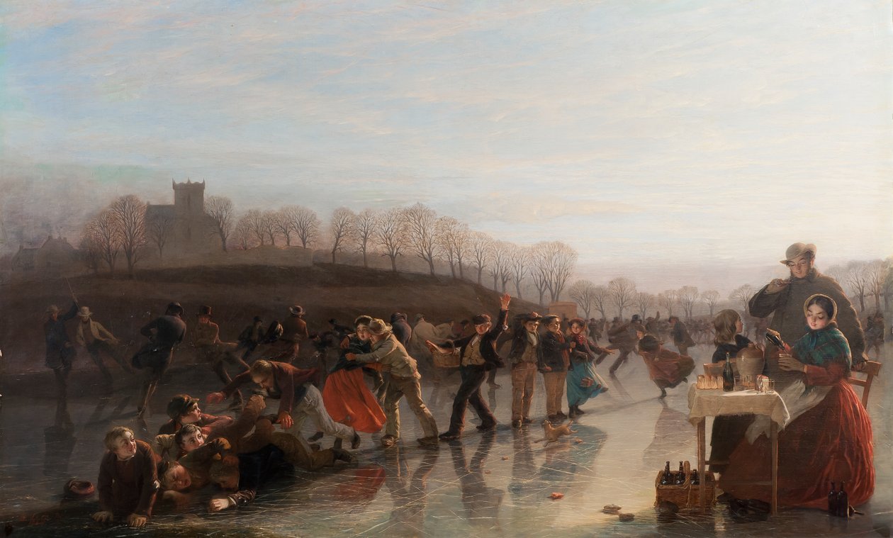 Liukua Linlithgow Lochilla, 1858 tekijältä Charles Lees