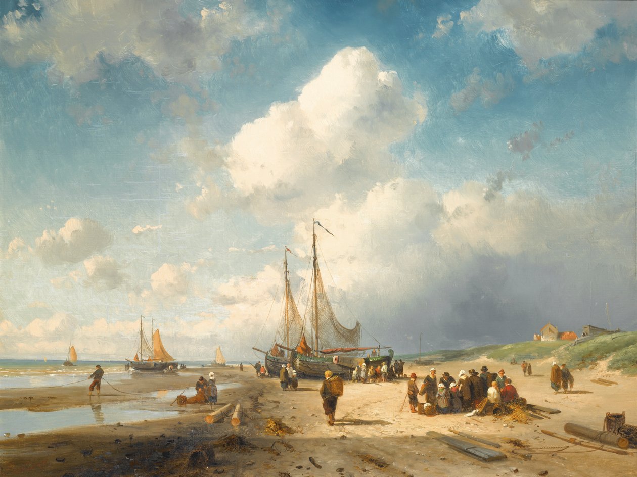 Rannikkokohta kalastajien kanssa tekijältä Charles Henri Joseph Leickert
