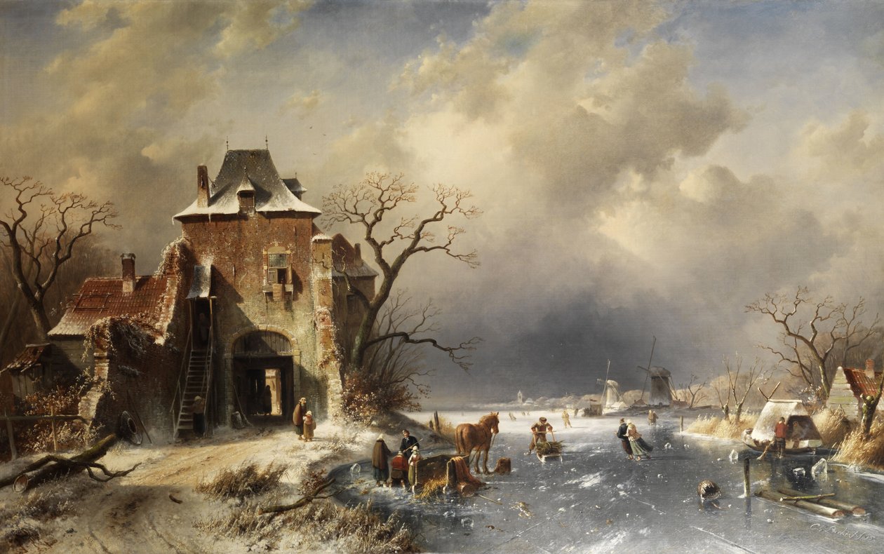 Holländische Winterlandschaft tekijältä Charles Henri Joseph Leickert