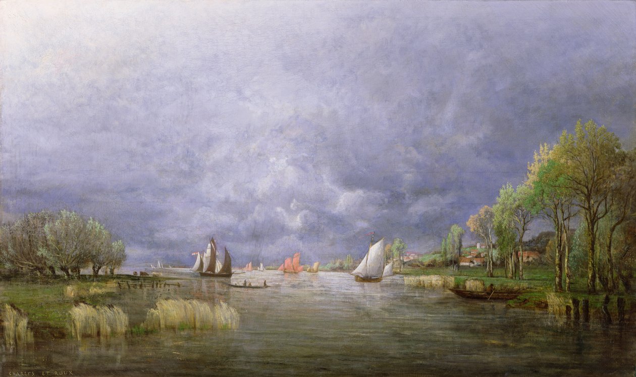 Loiren rannat keväällä, myrskyn vaikutus, 1857 tekijältä Charles Leroux