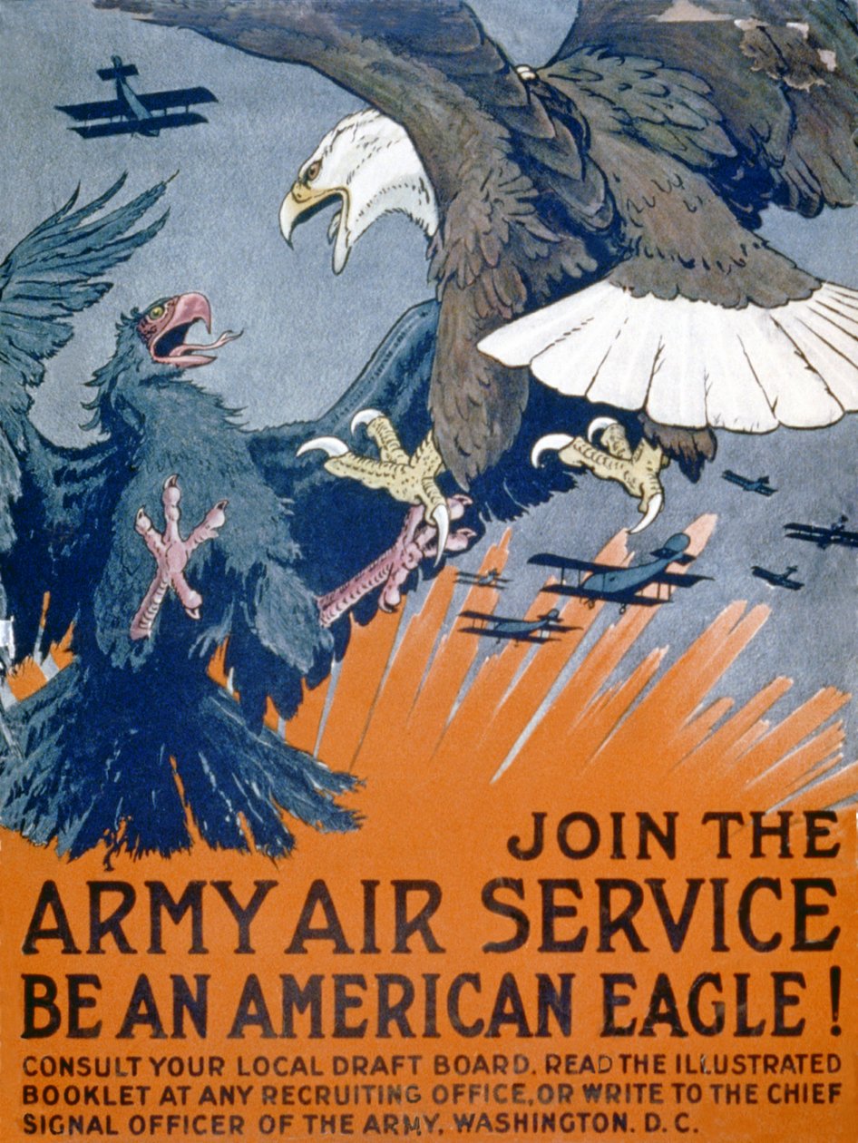 Liity armeijan ilmapalveluun, ole amerikkalainen kotka!, n. 1917 tekijältä Charles Livingston Bull