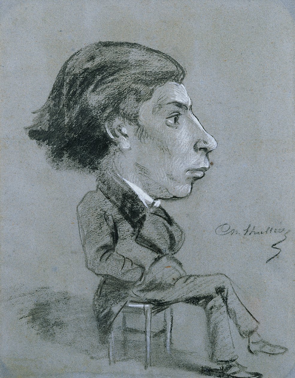 muotokuva-lataus, c. 1858 (mustavalkoinen liitu) tekijältä Charles Marie Lhuillier