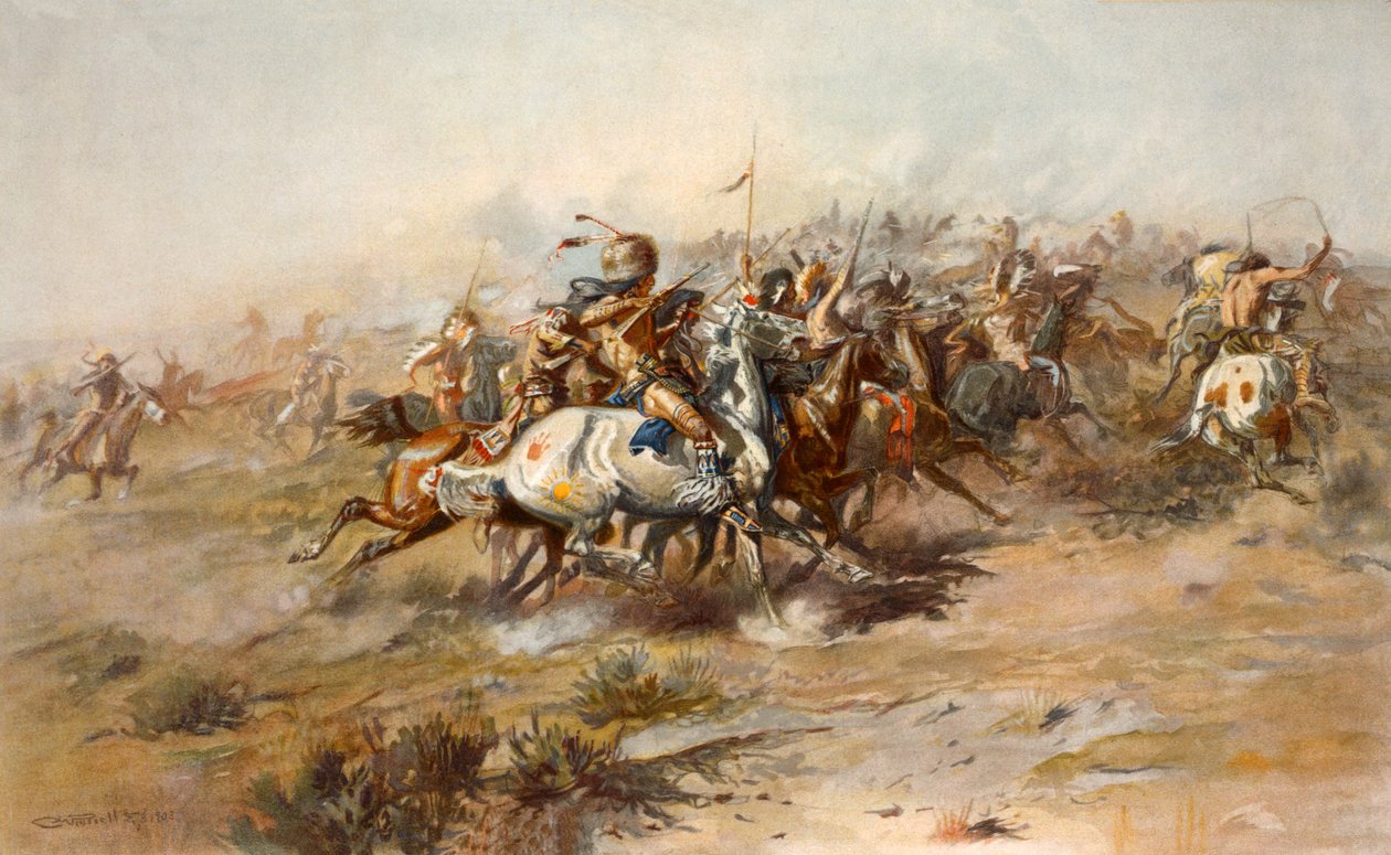 Little Bighornin taistelu, kesäkuu 1876, pub. 1905 tekijältä Charles Marion Russell