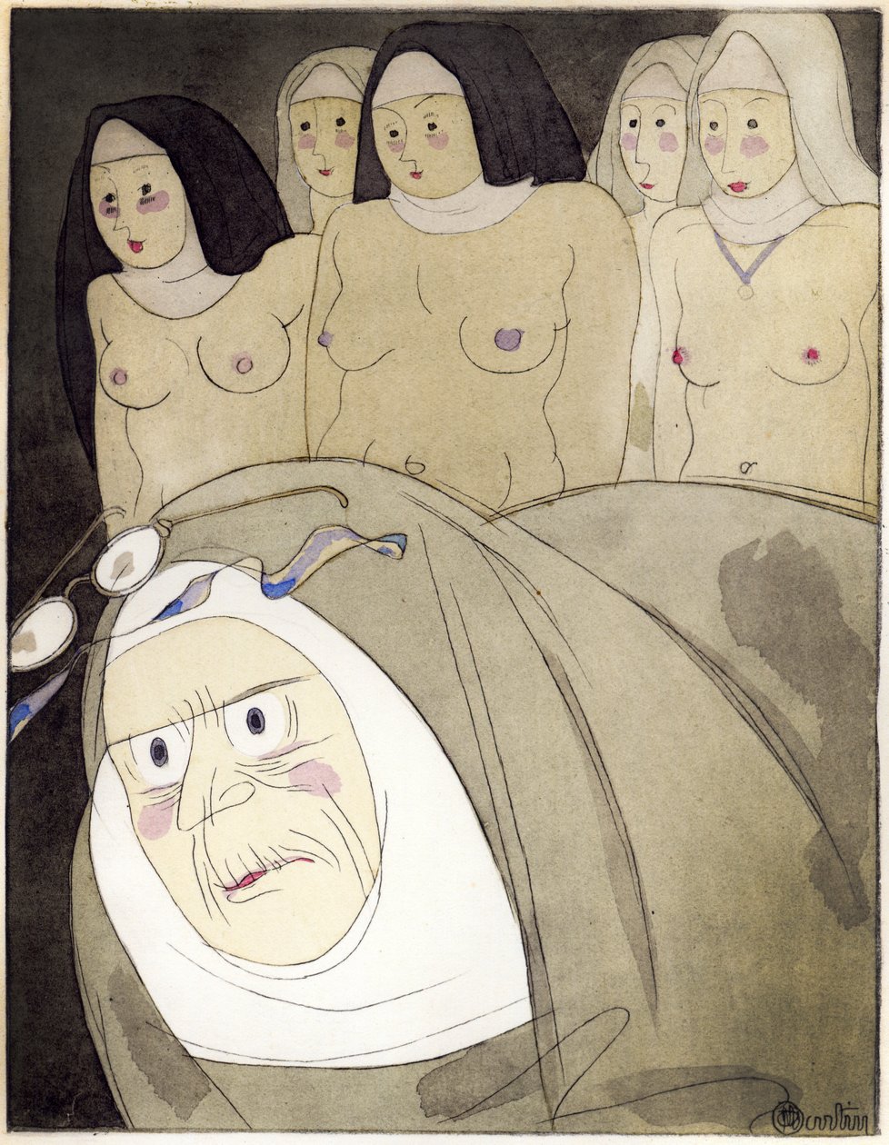 Kuvitus teoksesta "Les Contes et Nouvelles en vers de Jean de La Fontaine", julkaistu Librairie de France -lehdessä, Pariisi 1930 (sabluunakuvio). tekijältä Charles Martin