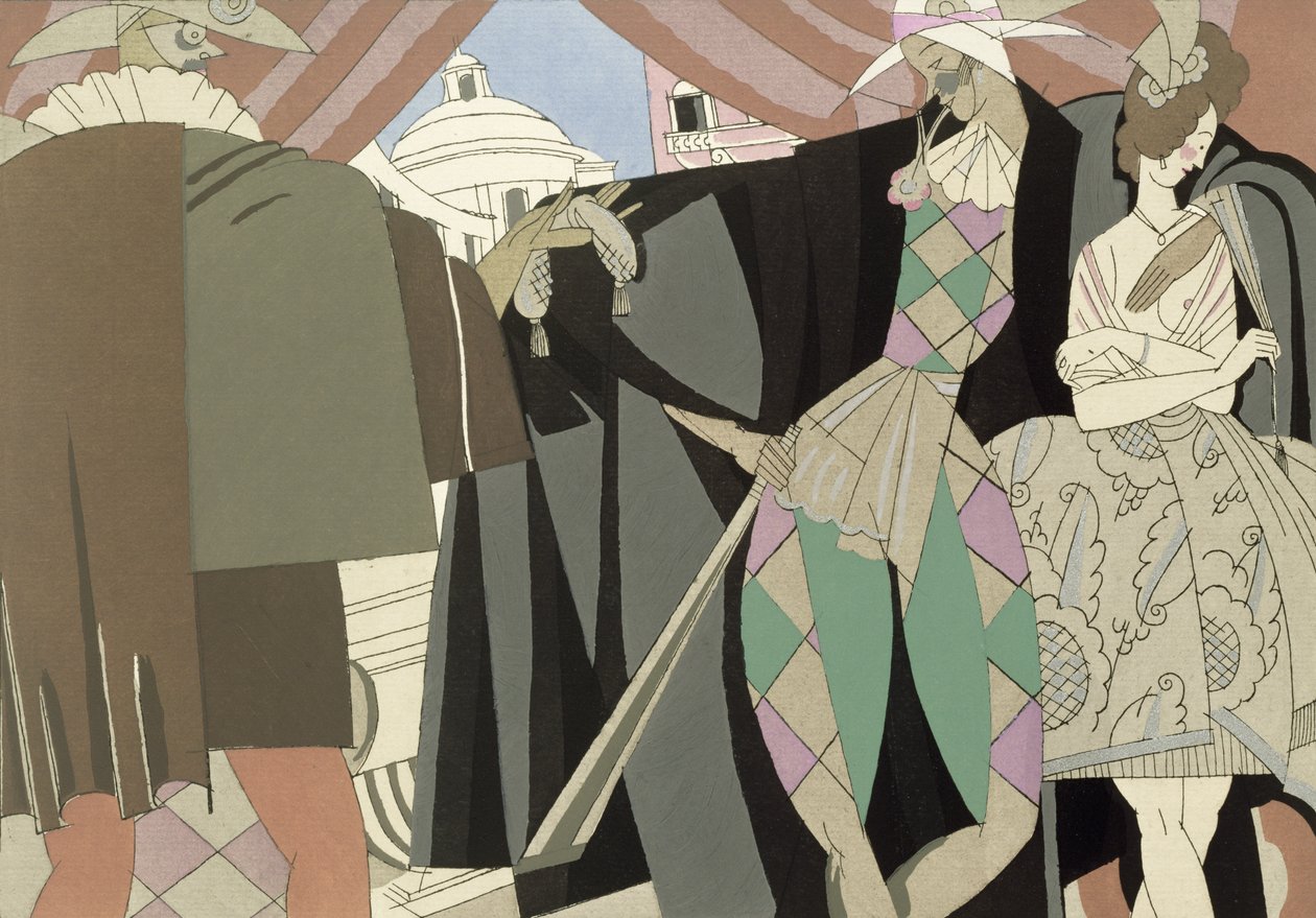Italialainen komedia, n. 1920 (stensiili paperille) tekijältä Charles Martin