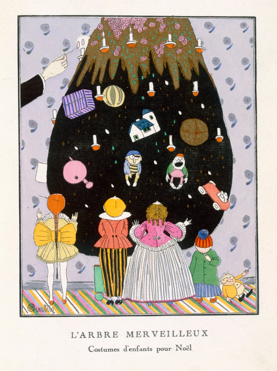 The Marvelous Tree, lasten muotia jouluksi, levy III Gazette du Bon Tonista nro 1, tammikuu 1914 (pochoor print) tekijältä Charles Martin