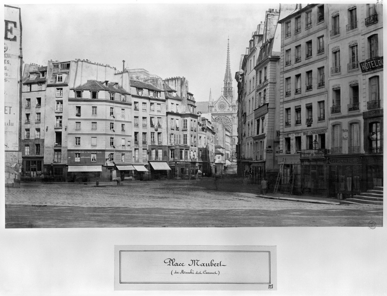 Place Maubert Marche des Carmesista, Pariisi 1858-78 (bW kuva) tekijältä Charles Marville