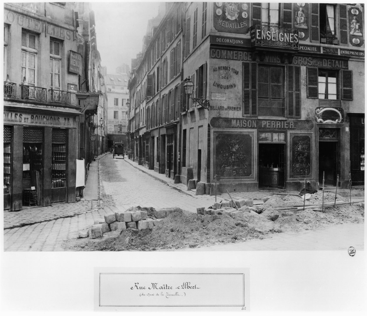 Rue Maitre Albert (Quai de la Tournellesta) Pariisi, 1858-78 tekijältä Charles Marville