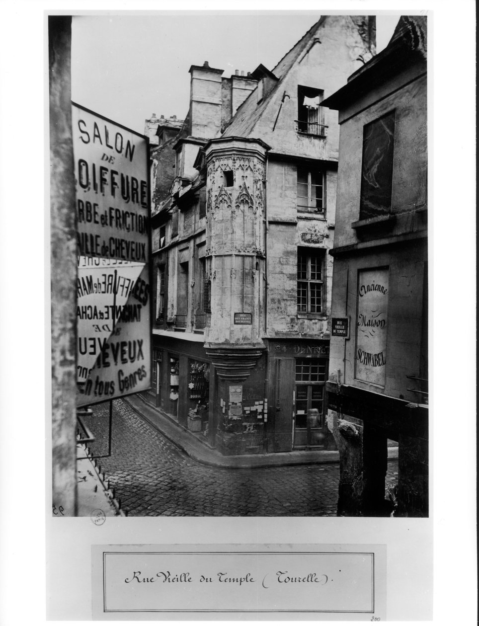 Rue Vieille-du-Temple, Pariisi, 1858-78 tekijältä Charles Marville