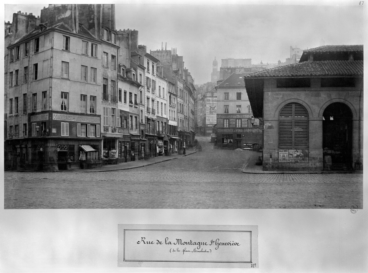 Rue de la Montagne Sainte-Genevieve, (paikasta Maubert) Paris 1858-78 tekijältä Charles Marville