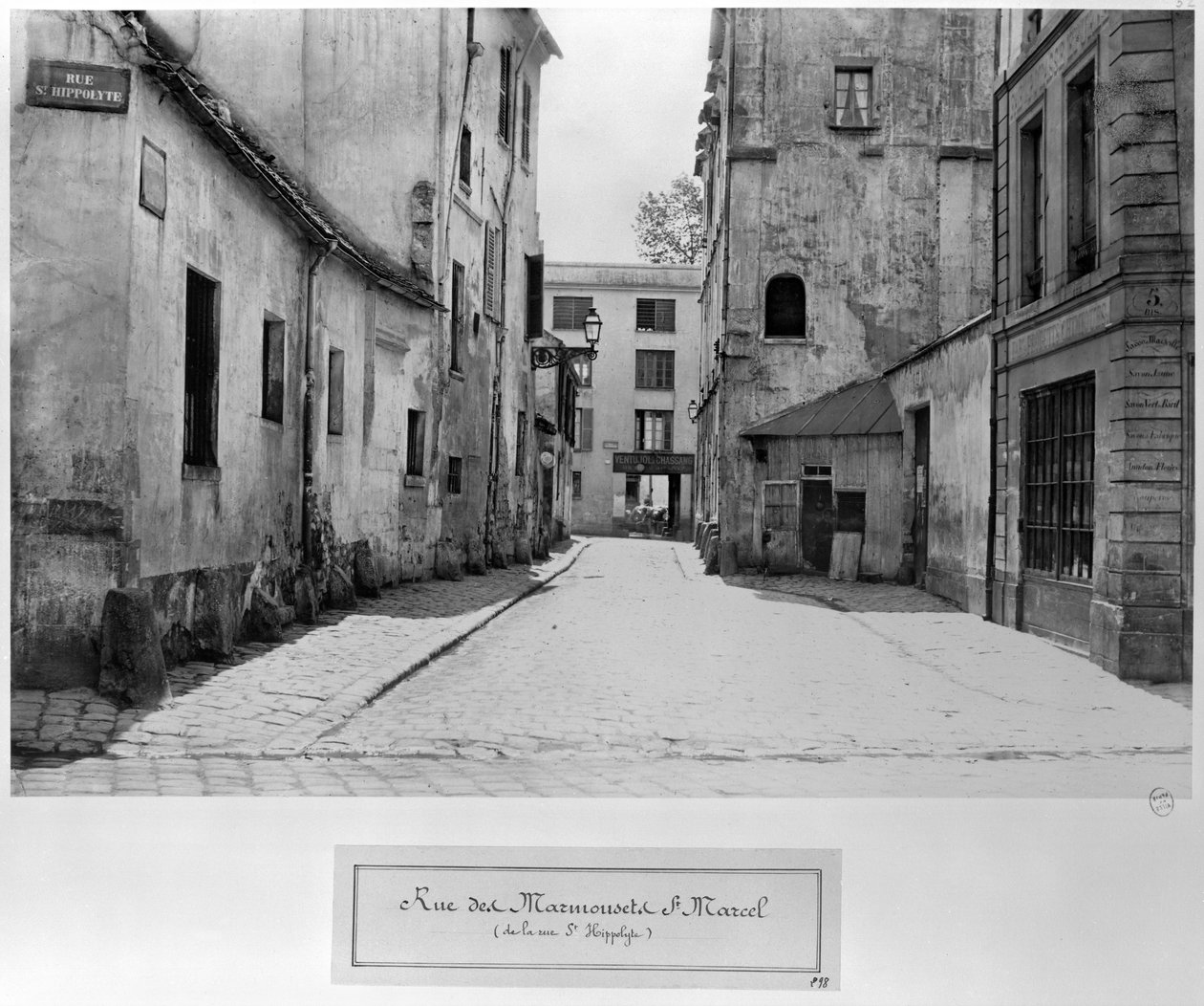 Rue des Marmousets Saint-Marcel, rue Saint-Hippolyte, Pariisi, 1858-78 tekijältä Charles Marville