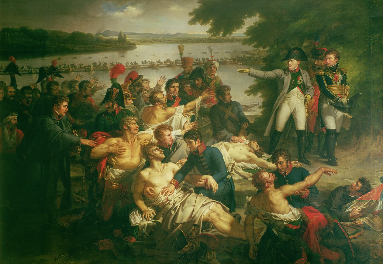 Napoleonin (1769-1821) paluu Lobaun saarelle Esslingin taistelun jälkeen, 23. toukokuuta 1809, 1812 tekijältä Charles Meynier