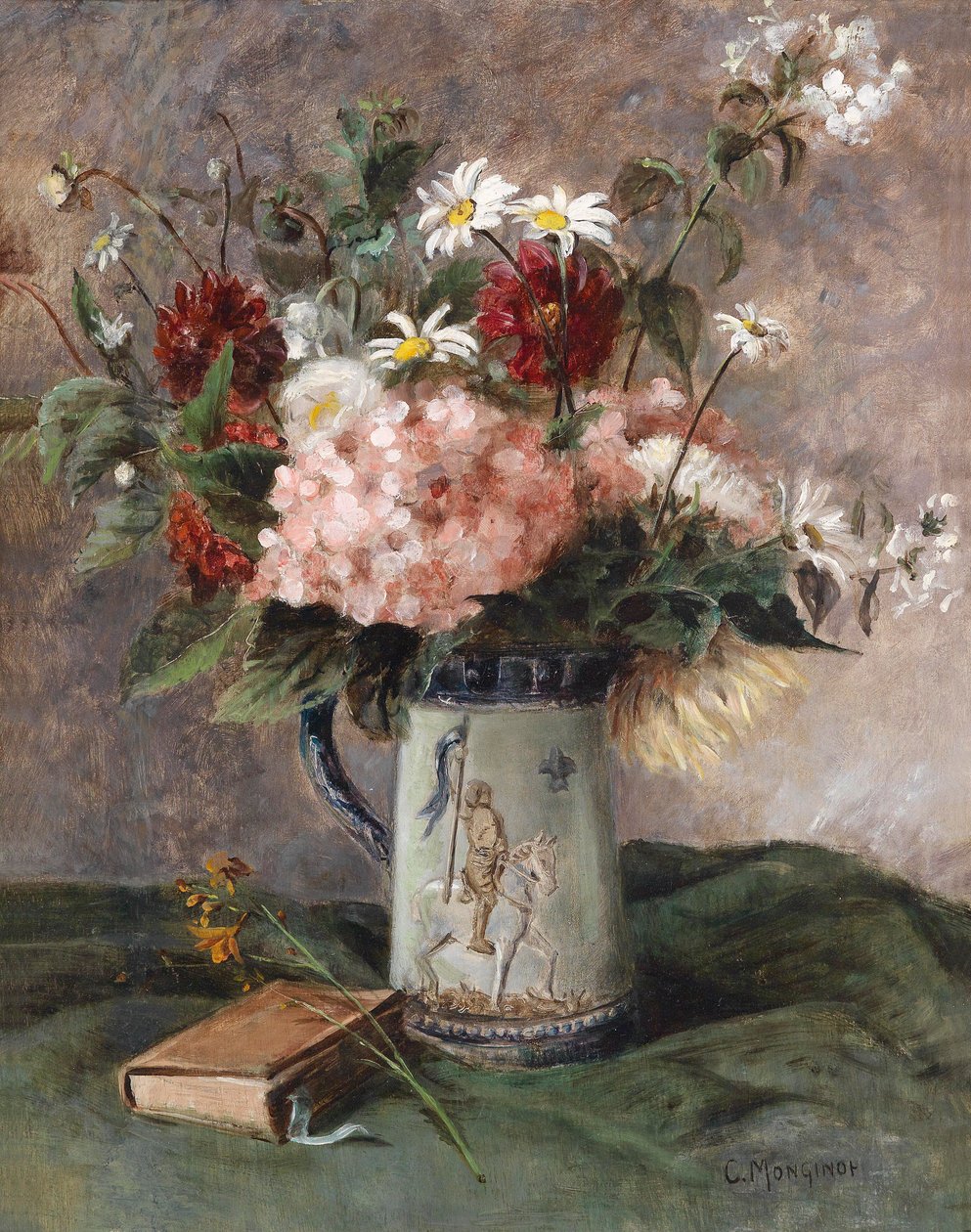 Blumenstück mit Buch tekijältä Charles Monginot
