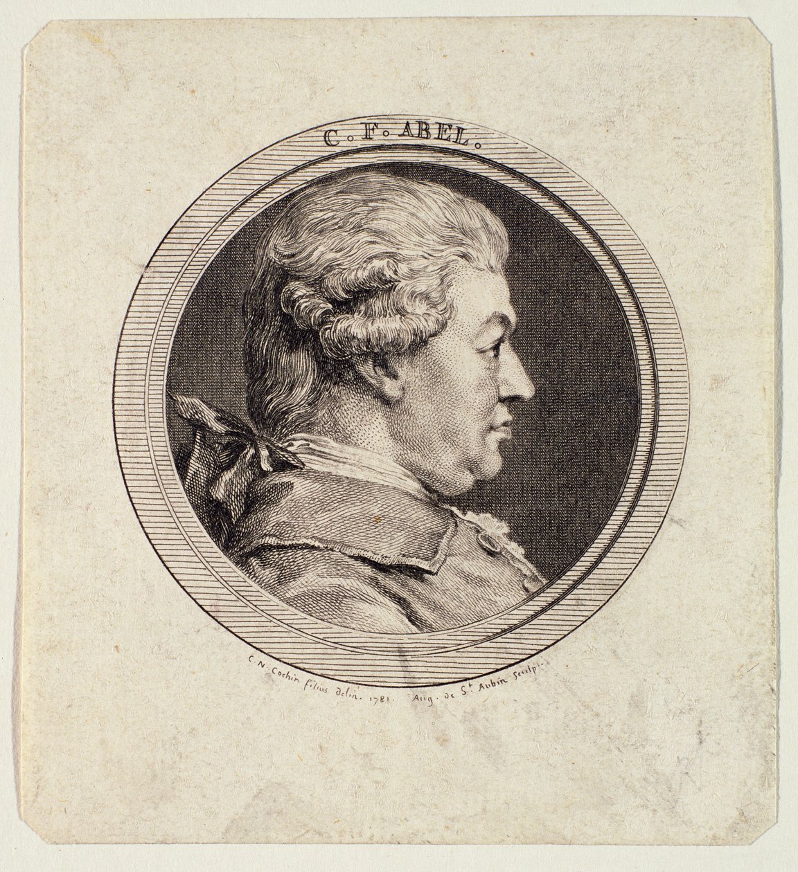 Carl Friedrich Abel (1723-87), kaiverrus Augustin de Saint-Aubin (1736-1807) 1781 tekijältä Charles Nicolas II Cochin