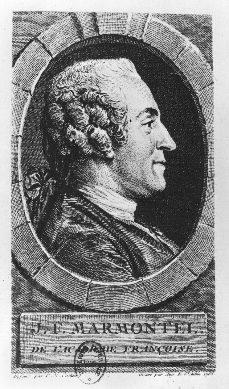Augustin de Saint-Aubinin (1736-1807) kaivertama Jean Francois Marmontelin (1723-99) muotokuva 1765 tekijältä Charles Nicolas II Cochin