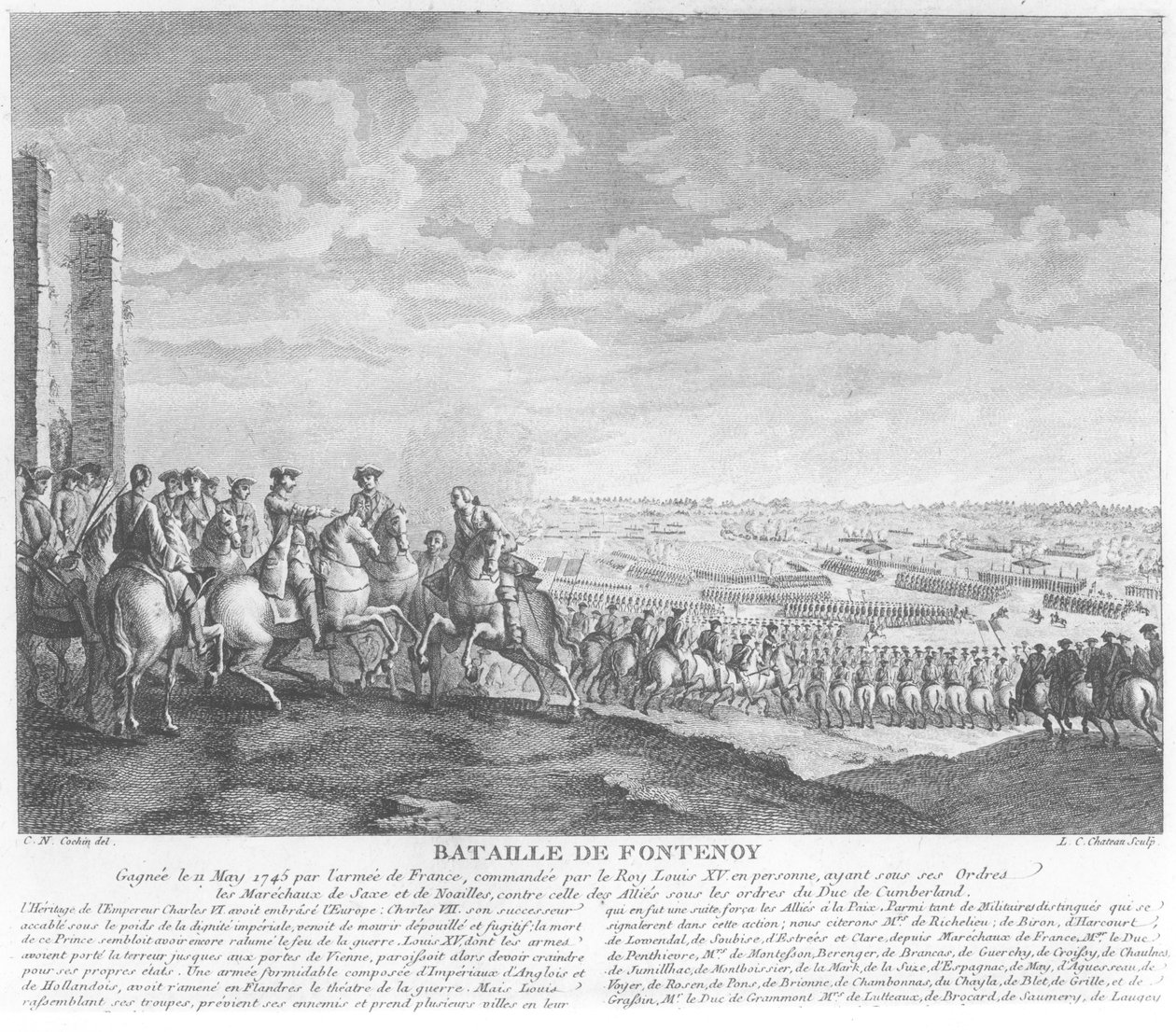 Fontenoyn taistelu, 11. toukokuuta 1745, 1828 tekijältä Charles Nicolas II Cochin