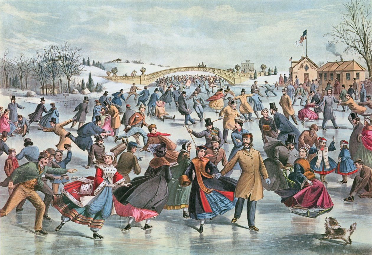 Talvi luistelulampulla Central Parkissa, 1862 tekijältä Charles Parsons