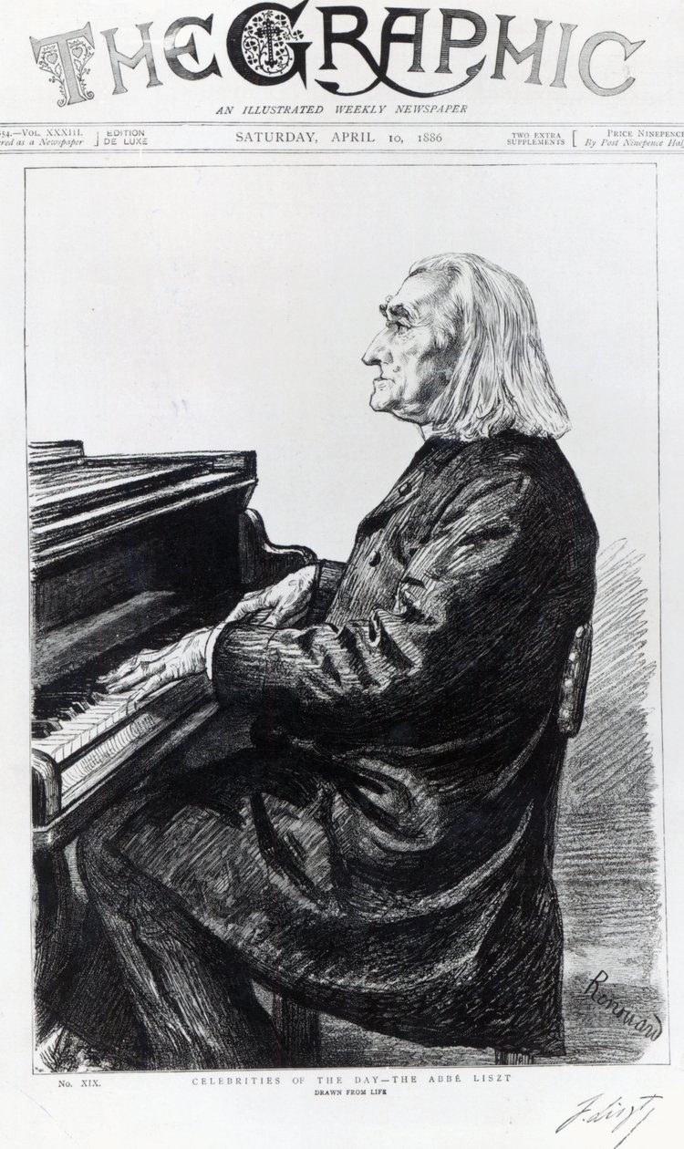 Franz Liszt, The Graphic -lehden kansi, 10. huhtikuuta 1886. tekijältä Charles Paul Renouard