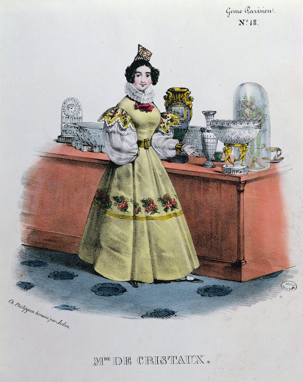 Kristallimyyjä, n. 1840 tekijältä Charles Philipon