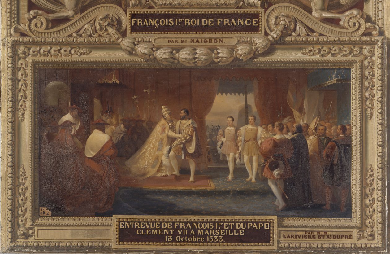 Entrevue de François Ier et du pape Clément VII à Marseille, 13. lokakuuta 1533 tekijältä Charles Philippe Lariviere