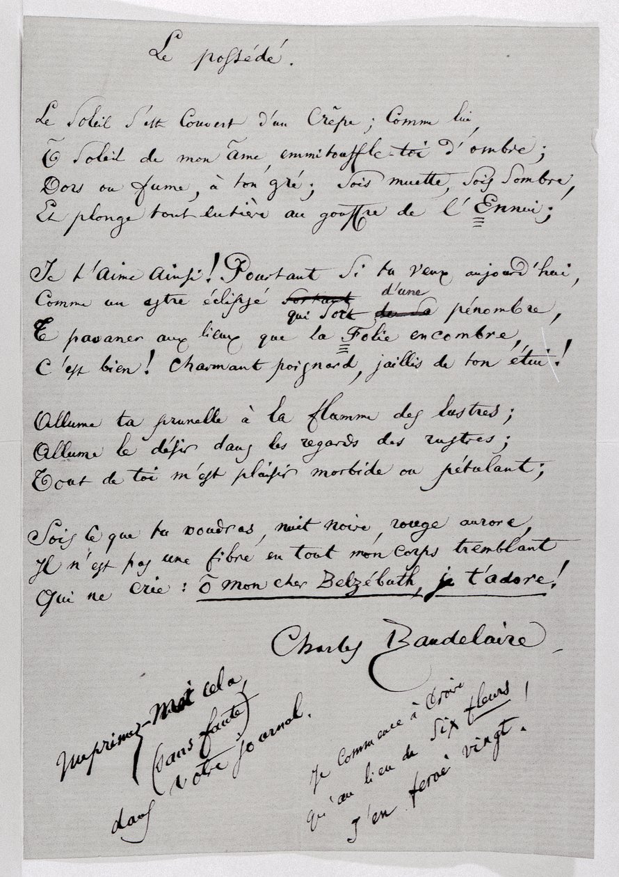 "Le Possede" nimikirjoitusruno tekijältä Charles Pierre Baudelaire
