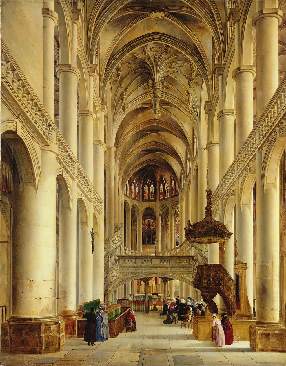 Pariisin Saint-Etienne-du-Mont-kirkon sisustus, noin 1820 tekijältä Charles Renoux