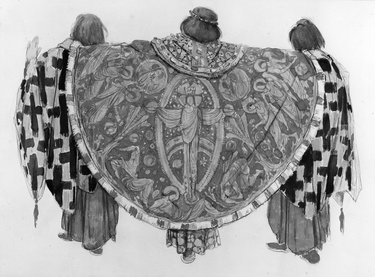 Pukusuunnittelu Parsifalille, n. 1910 tekijältä Charles Ricketts
