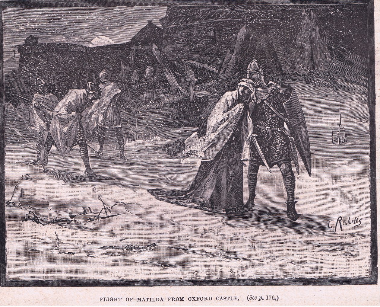 Matildan lento Oxfordin linnasta 1142 AD tekijältä Charles Ricketts