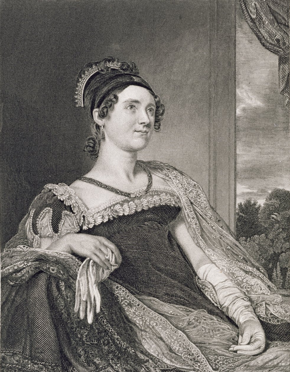 Louisa Catherine Adams (1775-1852), kaiverrus G.F. Storm (fl.c.1834) tekijältä Charles Robert Leslie