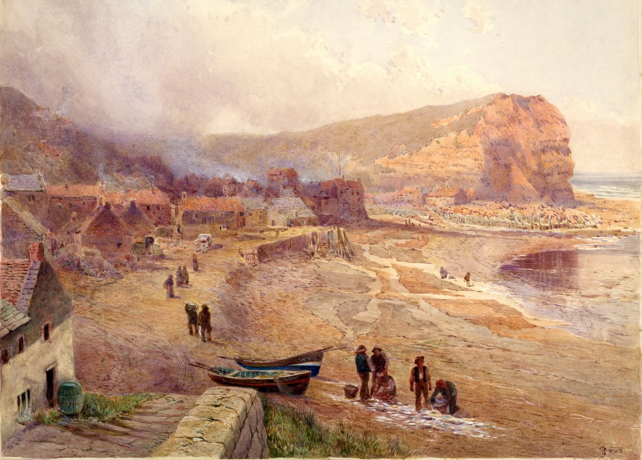 Staithes (akvarelli kortilla) tekijältä Charles Robertson
