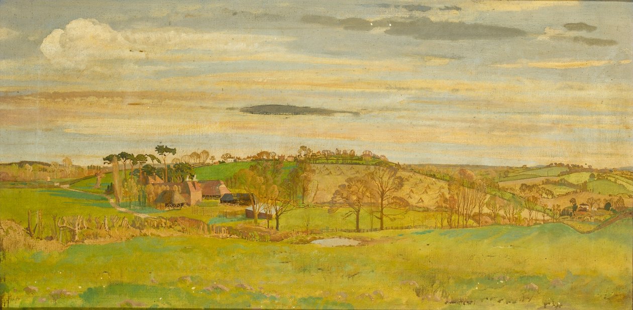 Kenttiläinen maisema, n. 1914-1916 tekijältä Charles Sims