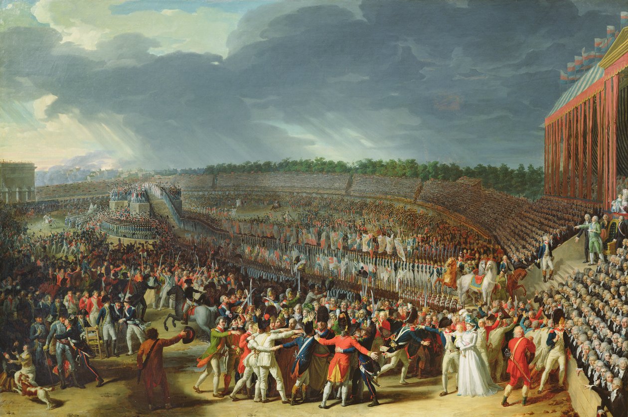 Federaation juhla, Champs de Mars, Pariisi, 14. heinäkuuta 1790 tekijältä Charles Thevenin