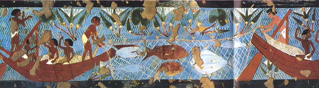 Kalastus, Ipuyn hauta (tempera paperilla) tekijältä Charles Wilkinson