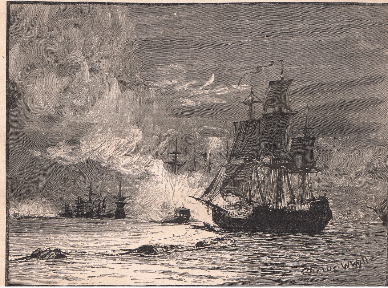 Välittäjä murtaa puomin La Rochellessa AD 1810 tekijältä Charles William Wyllie