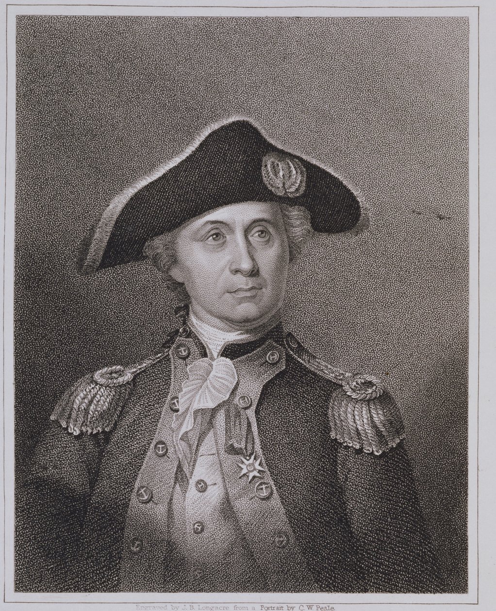 John Paul Jones (1747-92), kaiverrus James Barton Longacre (1794-1869) tekijältä Charles Willson Peale