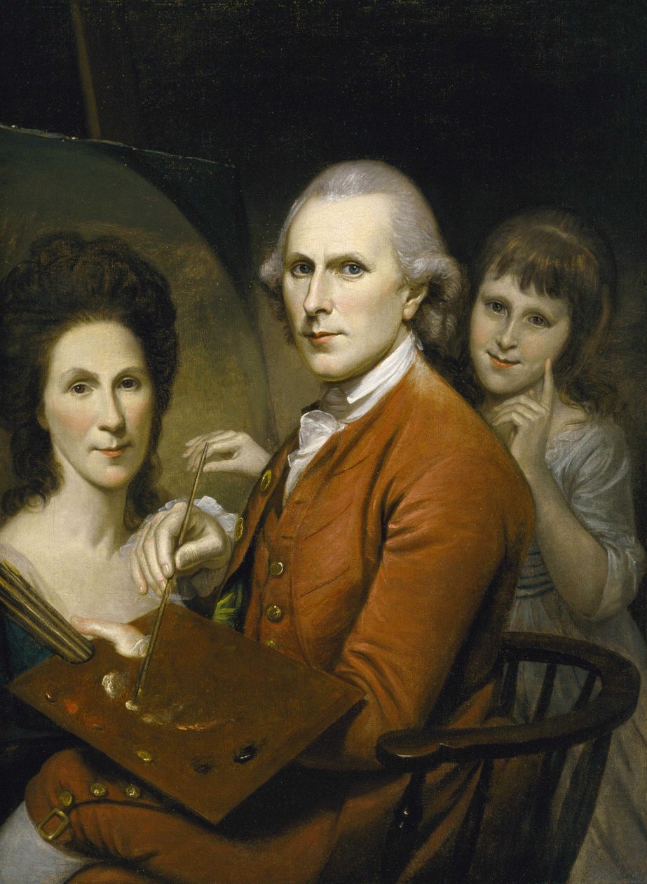 Omakuva Angelicalla ja Rachelin muotokuva tekijältä Charles Willson Peale