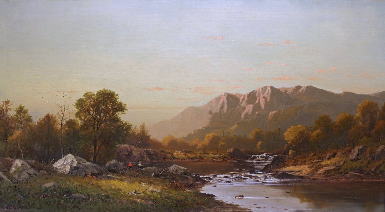 Maisema kalastajien kanssa tekijältä Charles Wilson Knapp