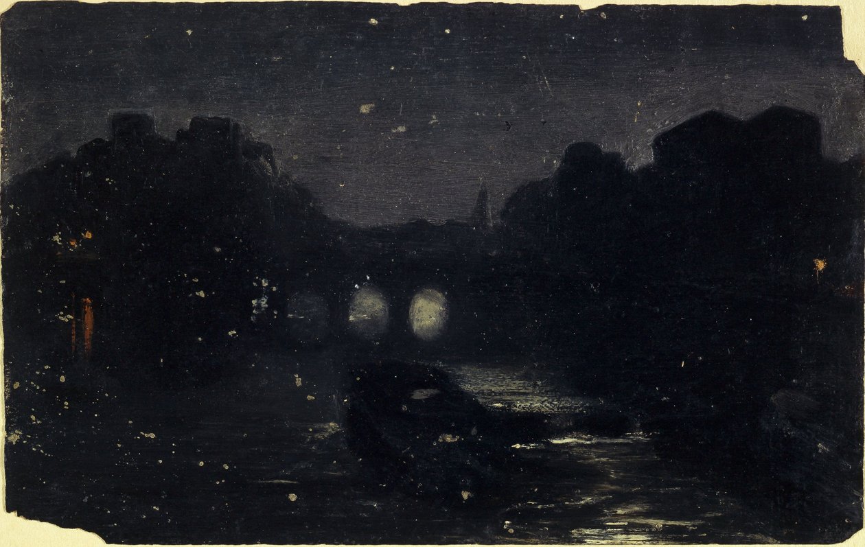 Yön vaikutus Seinen rannalla, n. 1870 (öljy kankaalle) tekijältä Charles Emile Cuisin