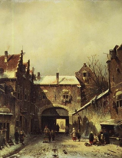 Hollantilainen kaupunki talvella tekijältä Charles Henri Joseph Leickert