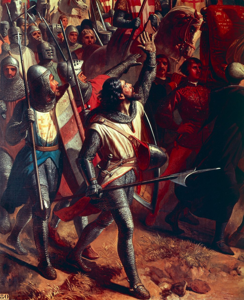 Montgisardin taistelu 1177, yksityiskohta ristiretkeläisestä, noin 1842 (öljy kankaalle). tekijältä Charles Philippe Lariviere