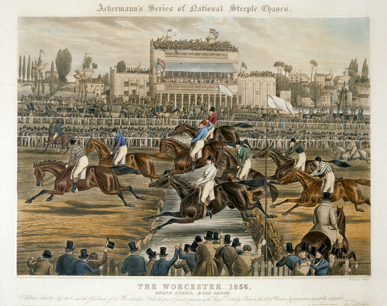 The Royal Birthday Stakes, Worcester, 14. maaliskuuta 1856: Grand Stand (väri litho) tekijältä Charles Hunt