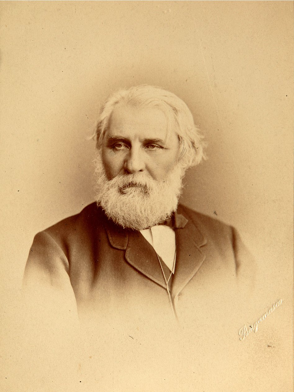 Muotokuva kirjailijasta Ivan Sergejevitš Turgenev (Sergueivitš Tourgueniev) (1818-1883). Albumin Kuva: Charles (Karl) Bergamasco (1830-1896) tekijältä Charles Bergamasco