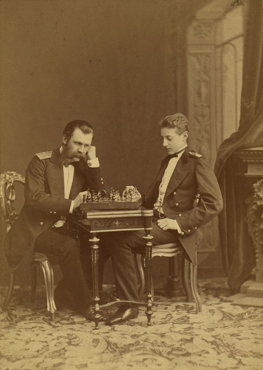 Constantin Nikolaievitch de Russie et Constantin Constantinovitch de Russie - Venäjän suurruhtinas Konstantin Nikolajevitš (1827-1892) ja Venäjän suurruhtinas Konstantin Konstantinovich (1858-1915), kirjoittanut Bergamasco, Charles (Karl) (1830-1896). Albu tekijältä Charles Bergamasco