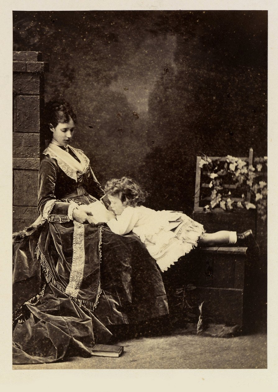 Marie Fedorovna (Dagmar Tanskan) (1847-1928) ja hänen poikansa Tsarevitš Nikolai Aleksandrovitš (Nikolaji II) tekijältä Charles Bergamasco