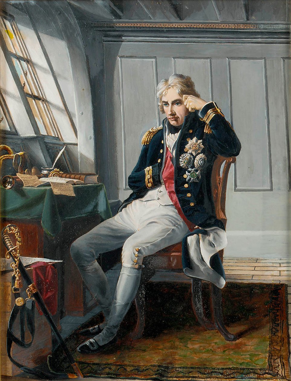Varakreivi Horatio Nelson (1758-1805) ennen Trafalgarin taistelua, 21. lokakuuta 1805, noin 1854 (öljy kankaalle). tekijältä Charles (after) Lucy