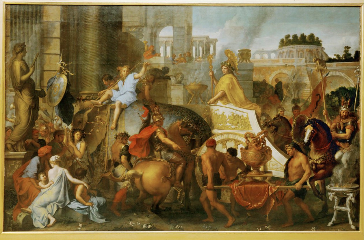 Aleksanterin saapuminen Babyloniaan tai Aleksanterin voitto ... tekijältä Charles (attr. to) Le Brun