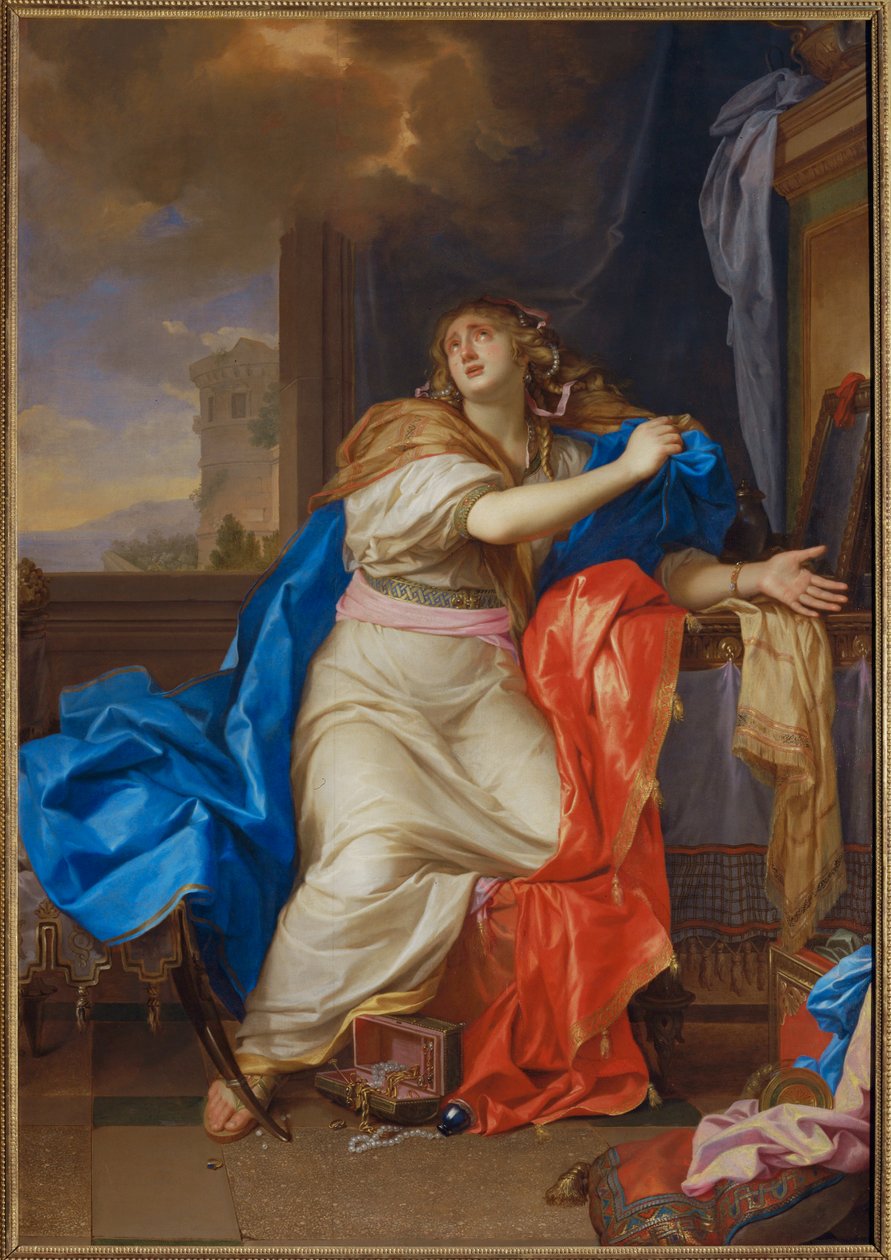 Sainte Madeleine repentante renonce a toutes les vanites de la vie - Pyhä Maria Magdaleena luopuu kaikista elämän nautinnoista ... tekijältä Charles (attr. to) Le Brun