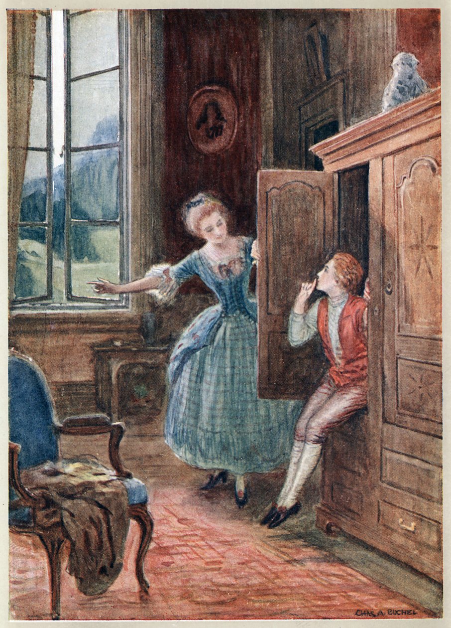 Kohtaus Mozartin oopperasta Figaron häät. (Le Nozze di Figaro), koominen ooppera (opera buffa), jonka libretto Lorenzo da Ponte (1749-1838) Beaumarchais